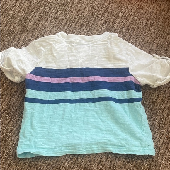 Janie and Jack Striped Short Sleeve Tee - Cream, Blue, Pink - Picture 5 of 5